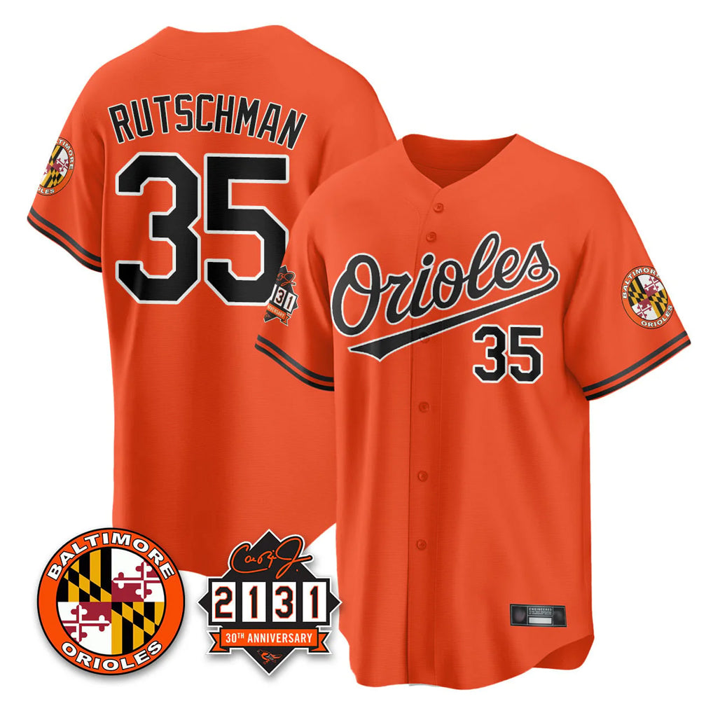 Baltimore Orioles #35 Adley Rutschman Player Orange Jereymy 30th Anniversary of 2131 Home Game Stitched Jerseys