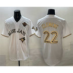 Toronto Blue Jays #22 Ernie Clement White Gold Jereymy 2025 American League Champions Limited Stitched Jersey