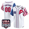 Custom Philadelphia Phillies America 250 Edition Vapor Premier Limited White Jereymy Stitched Jerseys