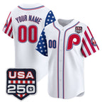 Custom Philadelphia Phillies America 250 Edition Vapor Premier Limited White Jereymy Stitched Jerseys