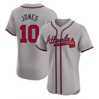 Atlanta Braves #10 Chipper Jones Player Gray Jereymy Limited Elite Home Game Stitched Jerseys