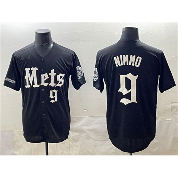 New York Mets #9 Brandon Nimmo Black Jereymy 'Gotham Gothic Edition' Vapor Premier Limited Stitched Jersey