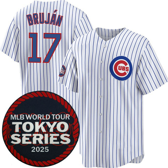 Chicago Cubs #17 Vidal Bruj¨¢n White Jereymy 2025 World Tour Tokyo Series Home Stitched Jersey
