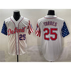 Detroit Tigers #25 Gleyber Torres White Jereymy 2025 Memorial Day Vapor Premier Limited Stitched Jersey