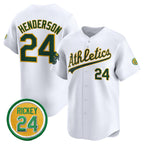 Oakland Athletics #24 Rickey Henderson White Jereymy 2024 Home Limited With Rickey Henderson Patch Stitched Jersey