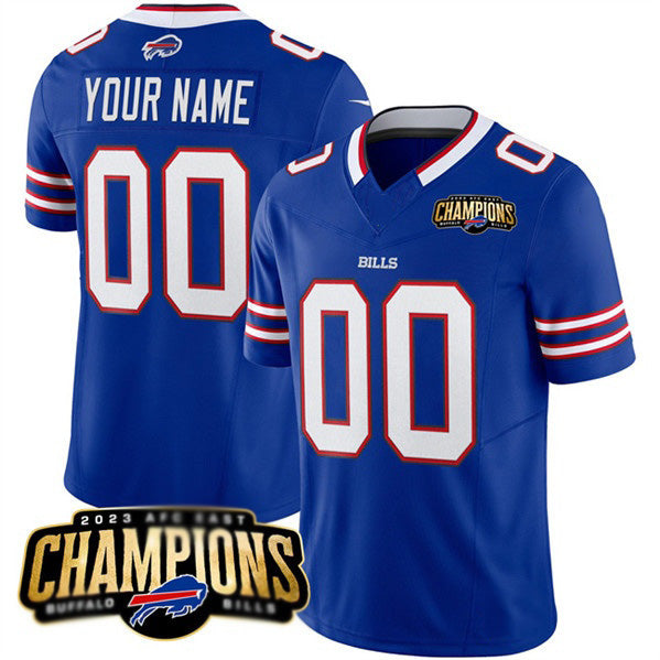 Custom B.Bills Active Player Blue Jereymy 2023 F.U.S.E. AFC East Champions Ptach Stitched Jersey