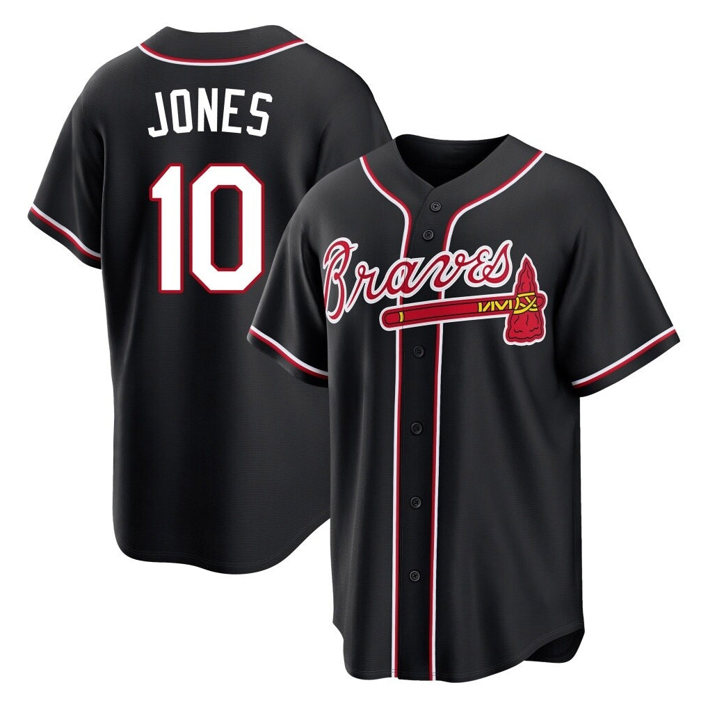 Atlanta Braves #10 Chipper Jones Player Black Jereymy Fashion Out Game Stitched Jerseys