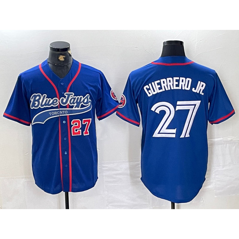 Toronto Blue Jays #27 Vladimir Guerrero Jr Blue Jereymy Cool Base Stitched Jersey 3