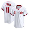 Cincinnati Reds #11 Barry Larkin White Jereymy Throwback Cooperstown Collection Limited Jersey