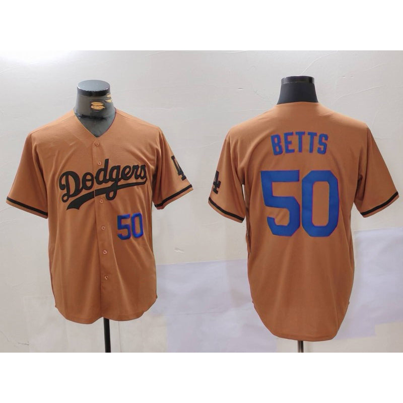 Los Angeles Dodgers #50 Mookie Betts Number Olive Jereymy Cool Base Limited Stitched Jerseys