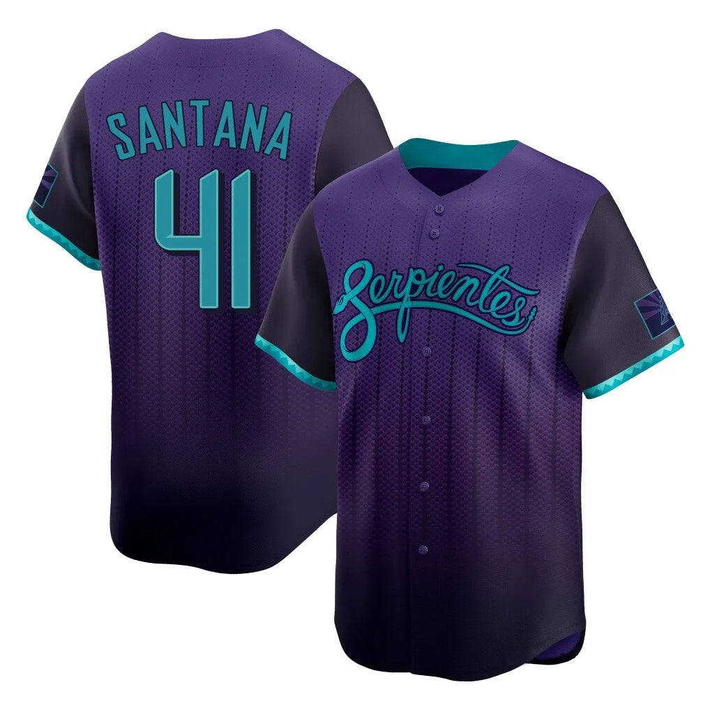 Arizona Diamondbacks #41 Carlos Santana Player Purple Jereymy City Connect Limited Home Game Stitched Jerseys