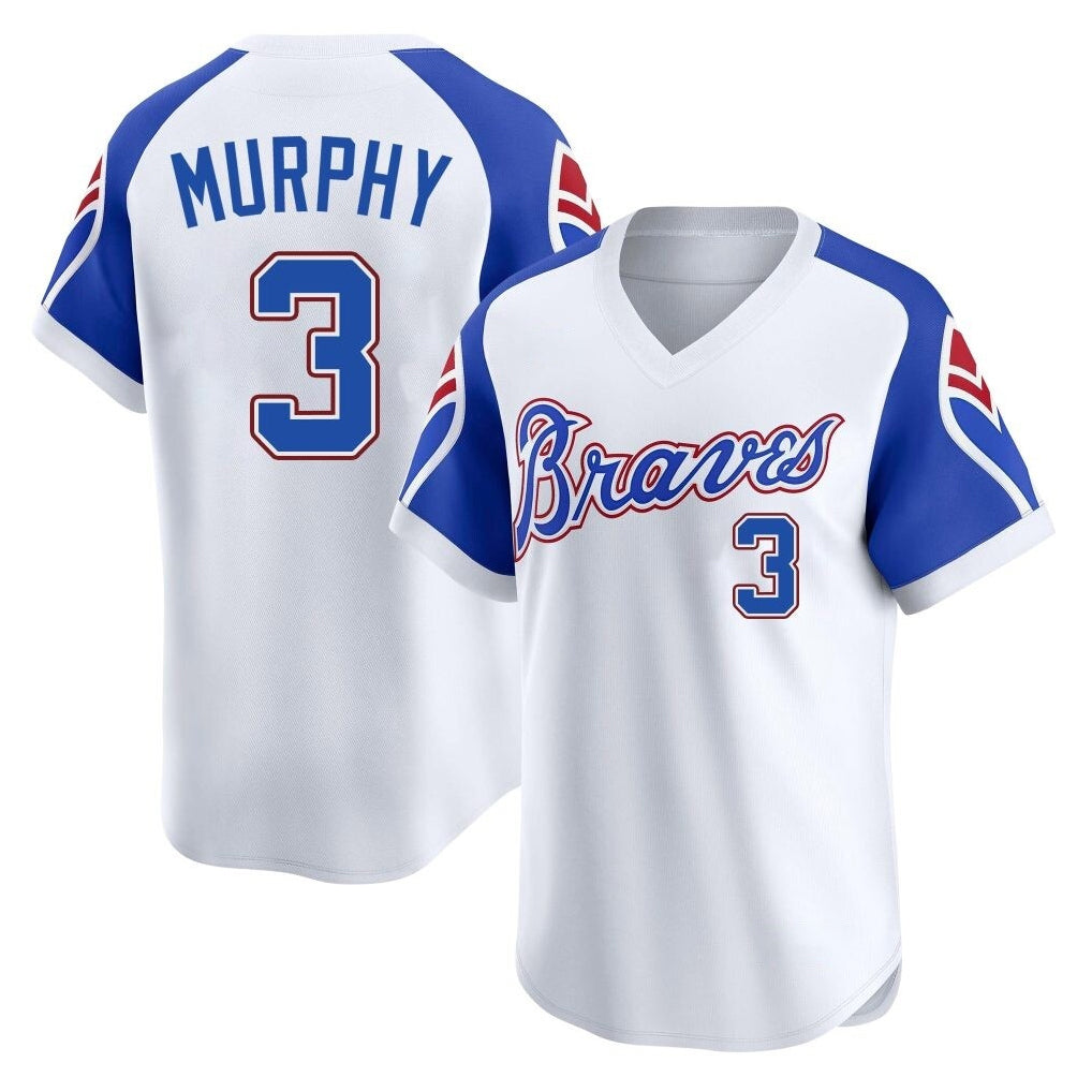 Atlanta Braves #3 Dale Murphy Player White Jereymy Throwback Cooperstown Collection T-shirt Game Stitched Jerseys