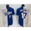 Los Angeles Dodgers #17 Shohei Ohtani Number White Blue Jereymy Two Tone Stitched Jersey 3