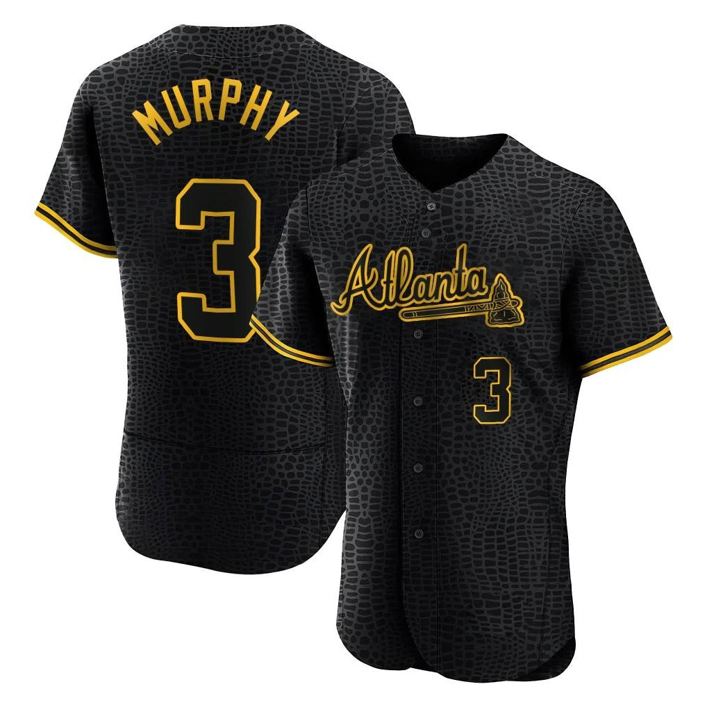 Atlanta Braves #3 Dale Murphy Player Black Jereymy Snake Skin City Limited Elite Home Game Stitched Jerseys