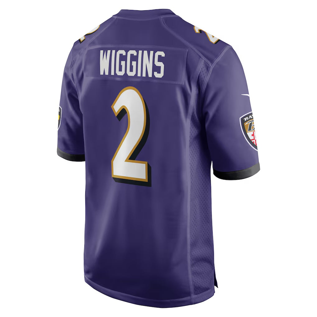 B.Ravens #2 Nate Wiggins Purple Jereymy Player Game Jersey