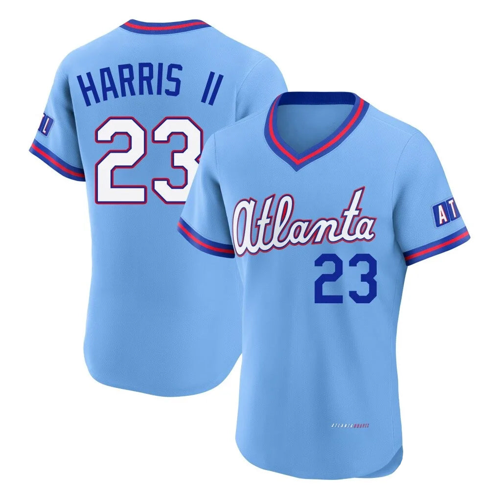 Atlanta Braves #23 Michael Harris II Player Powder Blue Jereymy 2026 City Connect T-shirt Limited Elite Home Game Stitched Jerseys