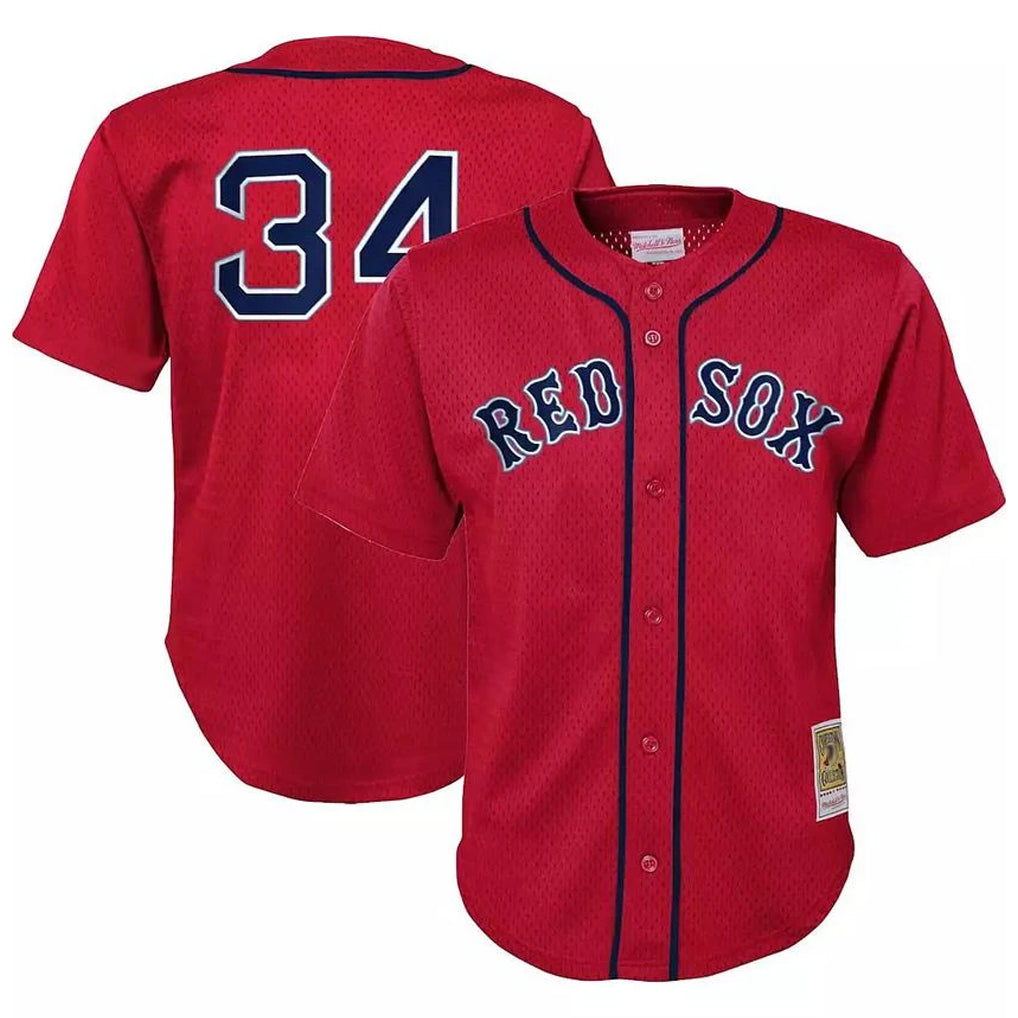 Boston Red Sox #34 David Ortiz Player Red Jereymy Mitchell & Ness Cooperstown Collection Mesh Home Stitched Jerseys
