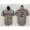 Houston Astros #2 Alex Bregman Number Grey Jereymy With Patch Stitched Cool Base Jersey