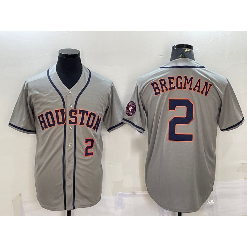 Houston Astros #2 Alex Bregman Number Grey Jereymy With Patch Stitched Cool Base Jersey