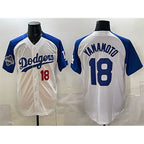 Los Angeles Dodgers #18 Yoshinobu Yamamoto White Royal Jereymy 2025 World Series Champions Patch Limited Stitched Jersey