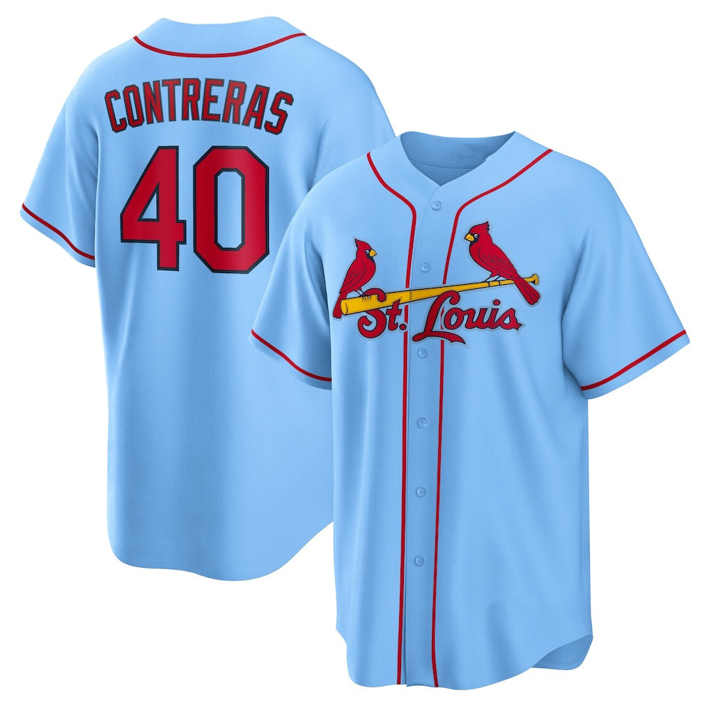 St. Louis Cardinals #40 Willson Contreras Light Blue Jereymy Alternate Replica Jersey