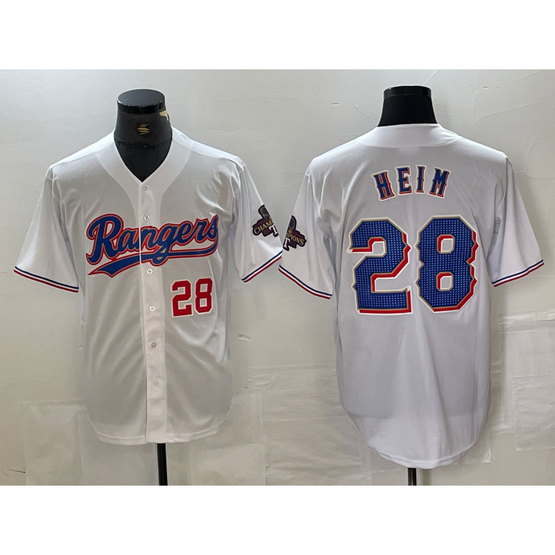 Texas Rangers #28 Jonah Heim Number White Jereymy 2023 World Series Champions Cool Base Jersey 2