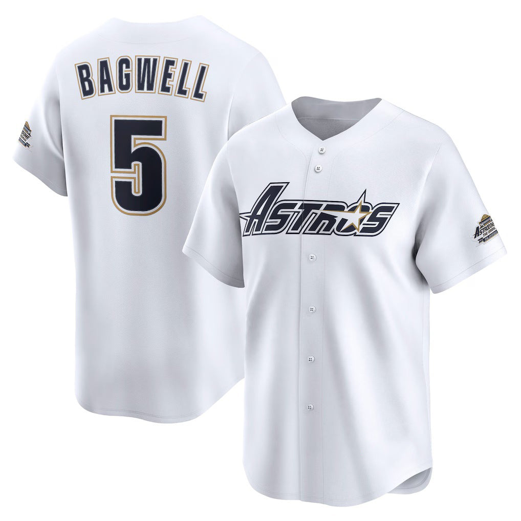 Houston Astros #5 Jeff Bagwell White Jereymy Throwback Cooperstown Collection Limited Jersey