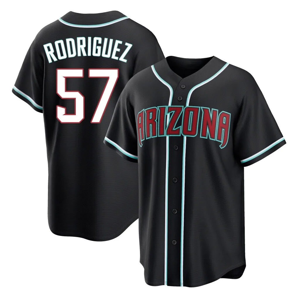 Arizona Diamondbacks #57 Eduardo Rodriguez Player Black Jereymy Home Game Stitched Jerseys