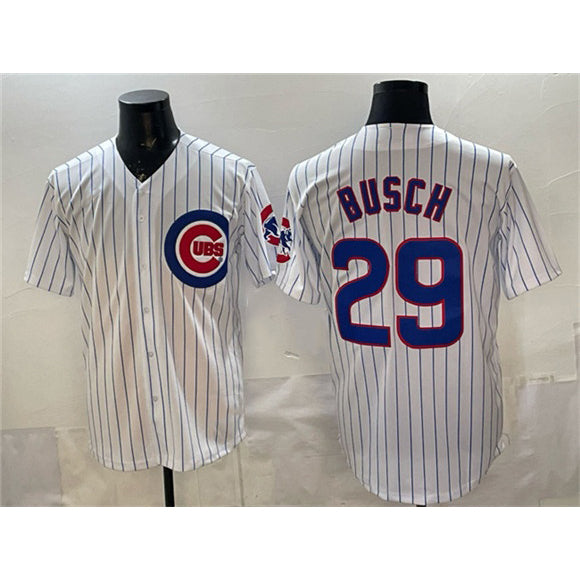 Chicago Cubs #29 Michael Busch White Jereymy Cool Base Stitched Jersey
