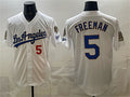 Los Angeles Dodgers #5 Freddie Freeman White Jereymy 2026 Gold Collection 9x & B2B Champs Patch Stitched Jersey