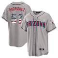 Arizona Diamondbacks #57 Eduardo Rodriguez Player Gray Jereymy USA 250 Fourth of July Home Game Stitched Jerseys