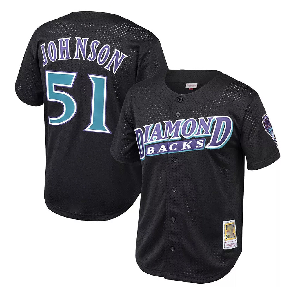 Arizona Diamondbacks #51 Randy Johnson Player Black Jereymy Mitchell & Ness Throwback Cooperstown Collection Mesh Limited Stitched Jerseys