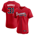 Atlanta Braves #31 Greg Maddux Player Red Jereymy Limited Elite Home Game Stitched Jerseys