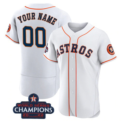 Custom Houston Astros Active Player White Jereymy 2022 World Series Flex Base Stitched Jersey