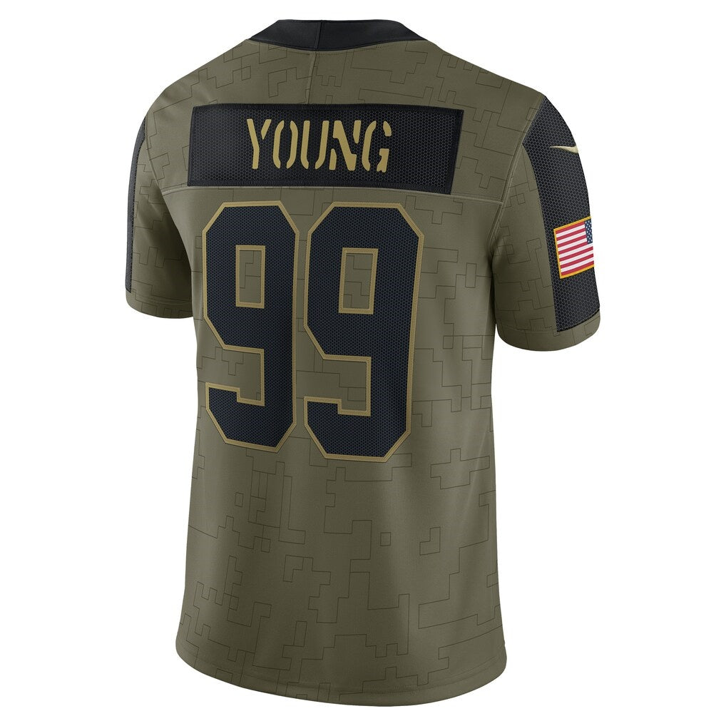 W.Football Team #99 Chase Young Olive Jereymy Salute To Service Limited Player Jersey