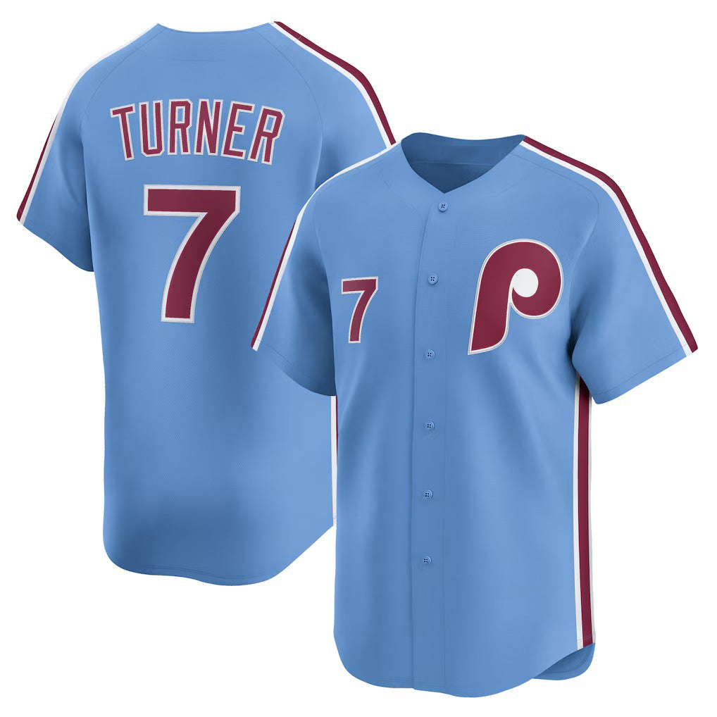 Philadelphia Phillies #7 Trea Turner Light Blue Jereymy Alternate Limited Player Jersey