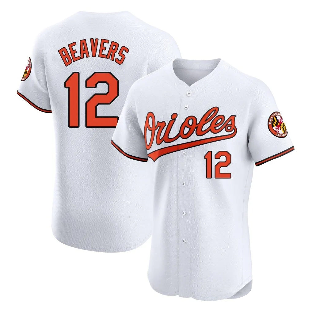Baltimore Orioles #12 Dylan Beavers Player White Jereymy Limited Elite Home Game Stitched Jerseys