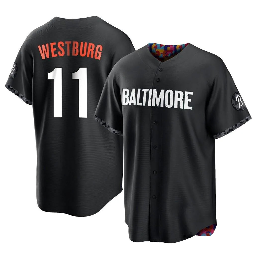 Baltimore Orioles #11 Jordan Westburg Player Black Jereymy City Connect Home Game Stitched Jerseys