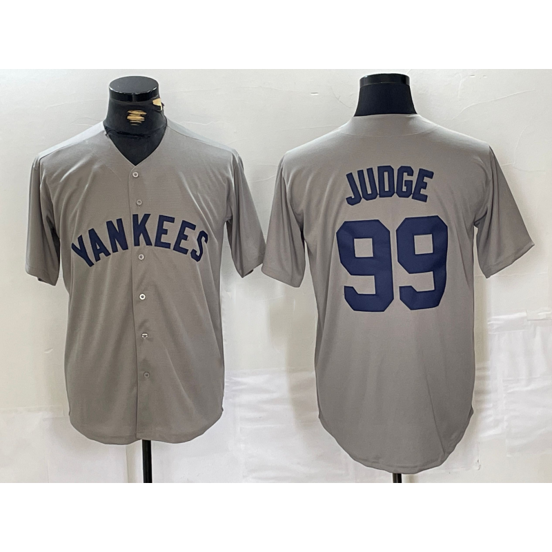 New York Yankees #99 Aaron Judge Name Grey Jereymy Stitched Throwback Jersey