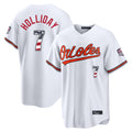 Baltimore Orioles #7 Jackson Holliday Player White Jereymy USA 250 Fourth of July Home Game Stitched Jerseys