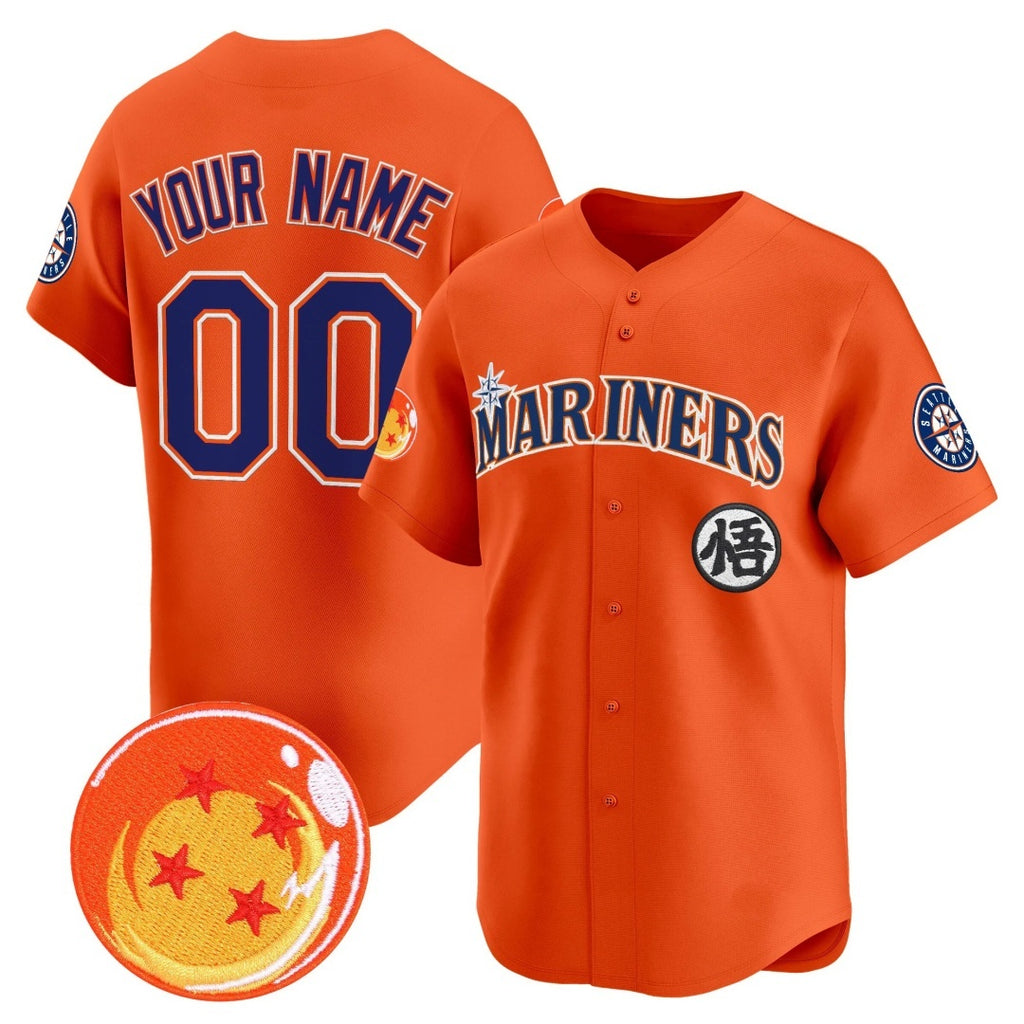 Custom Seattle Mariners x Dragon Ball Orange Jereymy Vapor Premier Limited Jersey - All Stitched