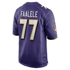 B.Ravens #77 Daniel Faalele Purple Jereymy Player Game Jersey