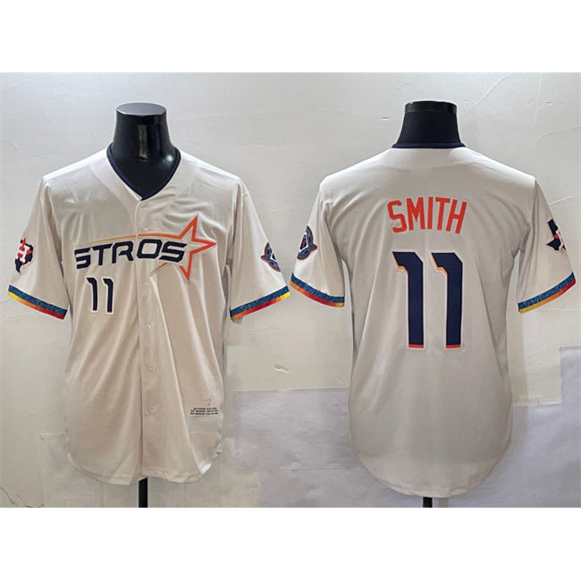 Houston Astros #11 Cam Smith Cream Jereymy 2025 City Connect With Texas Patch Limited Stitched Jersey