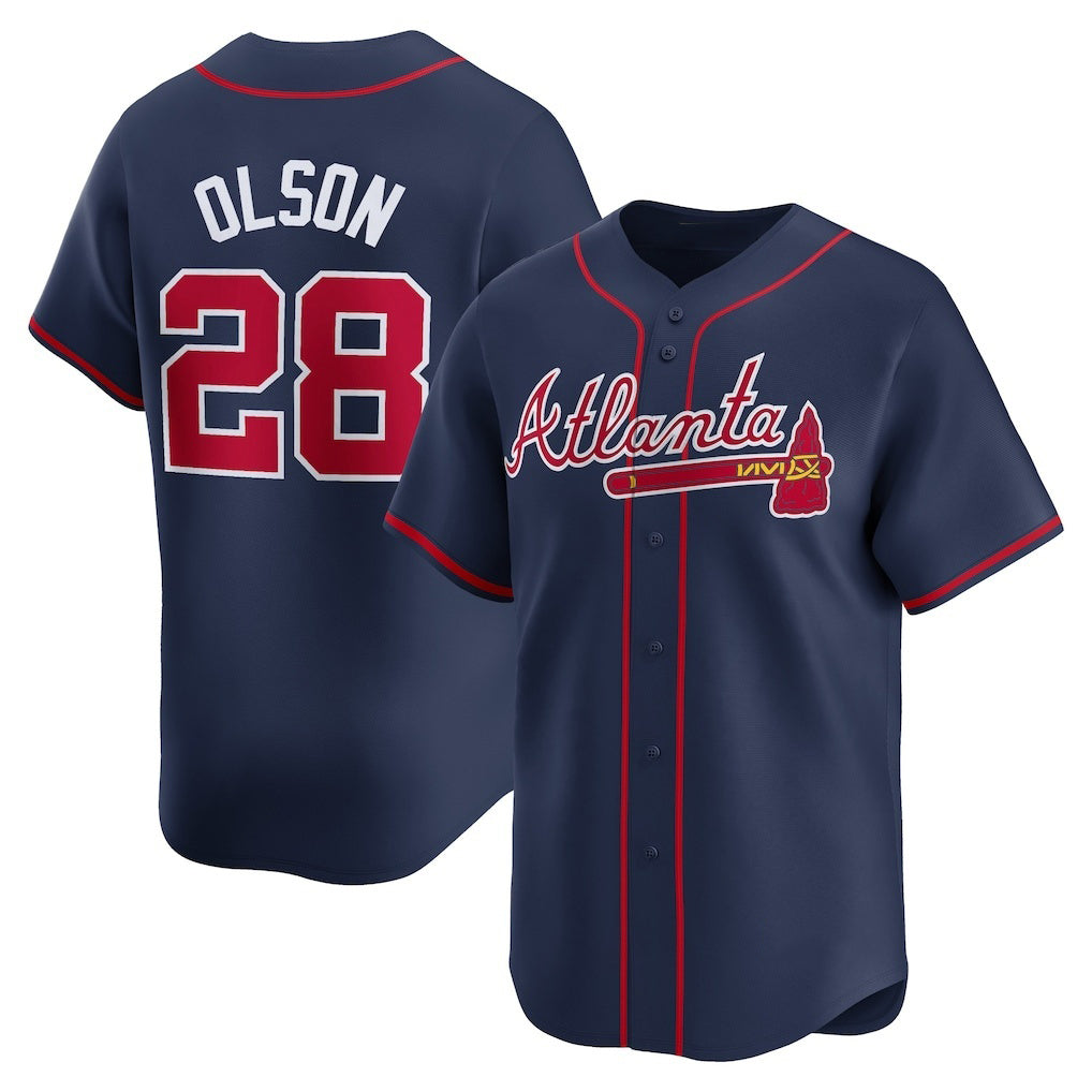 Atlanta Braves #28 Matt Olson Navy Jereymy Alternate Limited Player Jersey