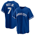 Kansas City Royals #7 Bobby Witt Jr. Rush Blue Jereymy Alternate 2 Replica Jersey