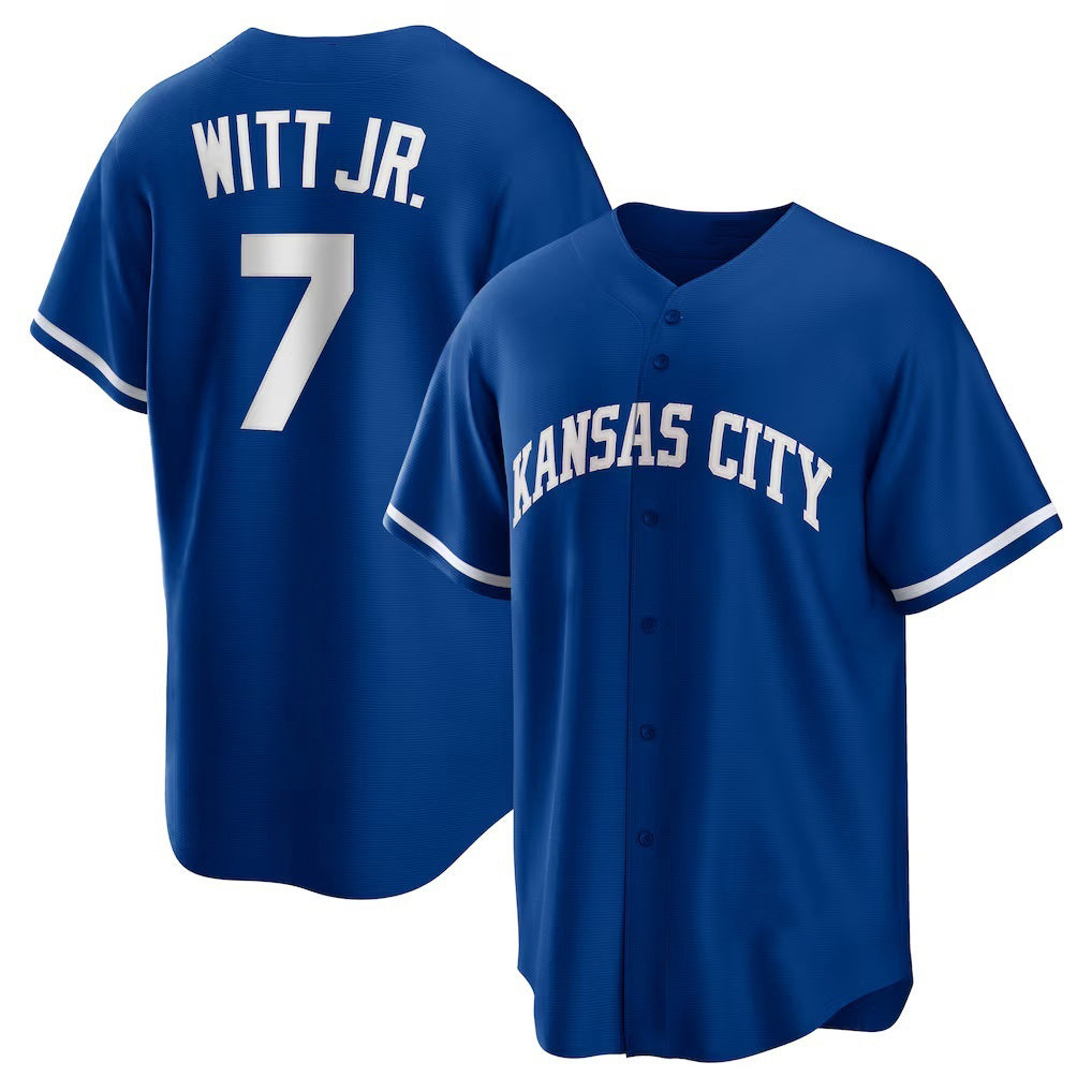 Kansas City Royals #7 Bobby Witt Jr. Rush Blue Jereymy Alternate 2 Replica Jersey