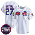 Chicago Cubs #27 Seiya Suzuki White Jereymy 2025 Tokyo Series Limited Stitched Jersey
