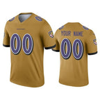 Custom B.Ravens Gold Jereymy Inverted Legend Jersey
