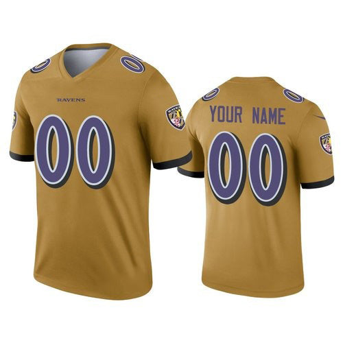 Custom B.Ravens Gold Jereymy Inverted Legend Jersey