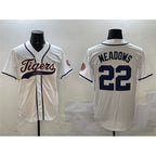 Detroit Tigers #22 Parker Meadows White Jereymy With Patch Cool Base Stitched Jersey
